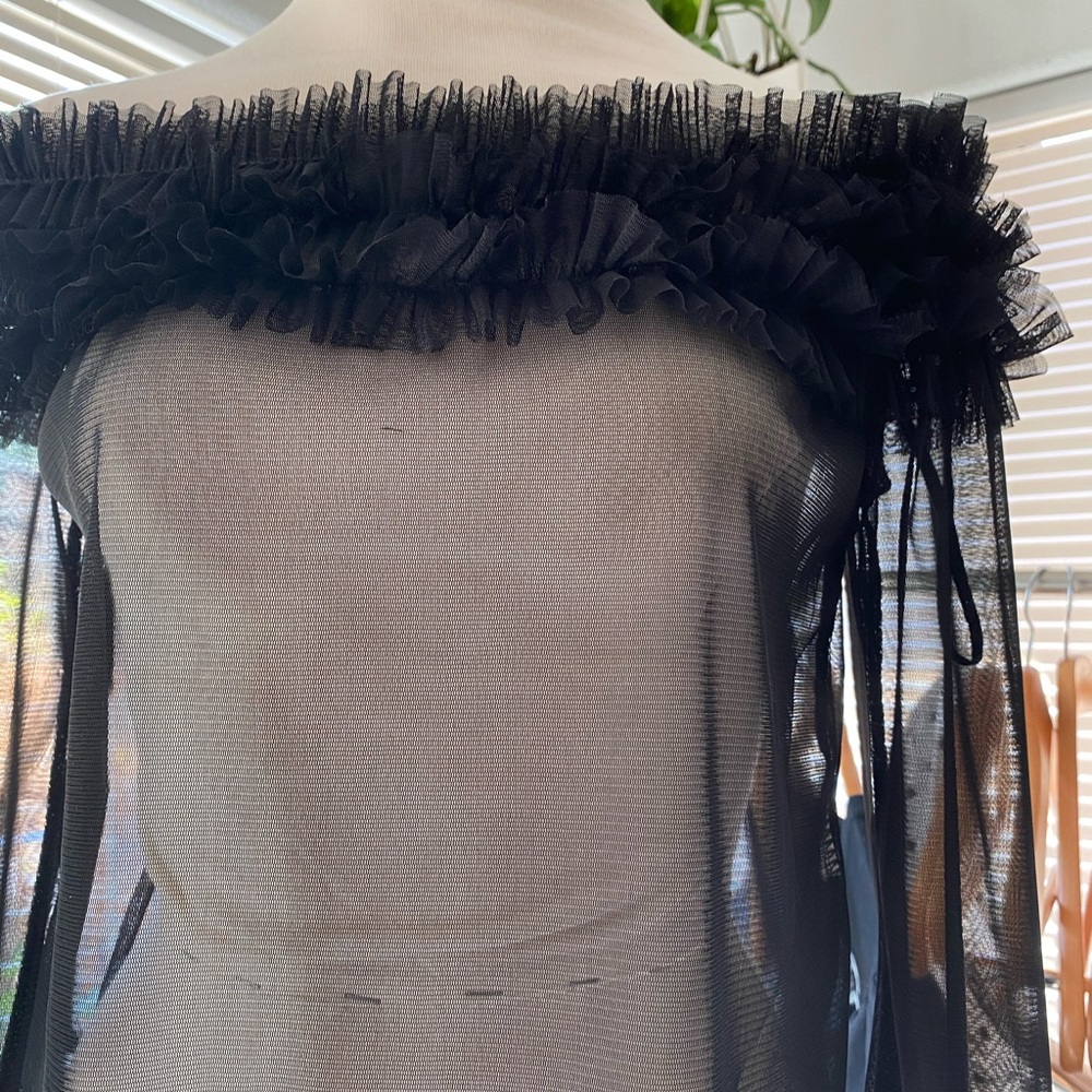 Black Ruffle Off the Shoulder Top - Picture 3 of 4